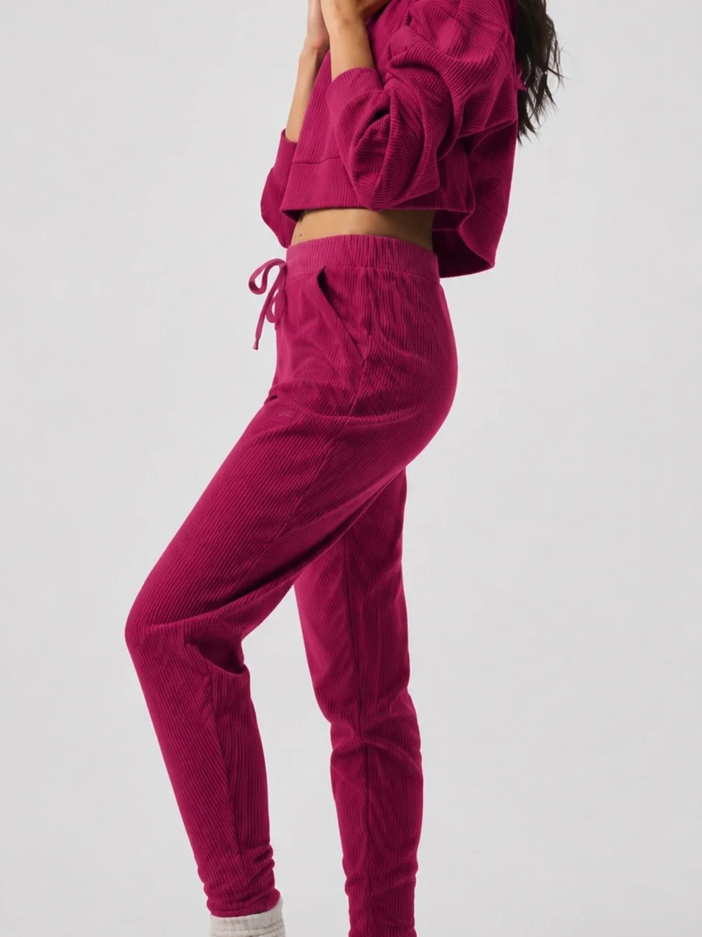 ALO Yoga Muse Ribbed Hoodie and Joggers Set
